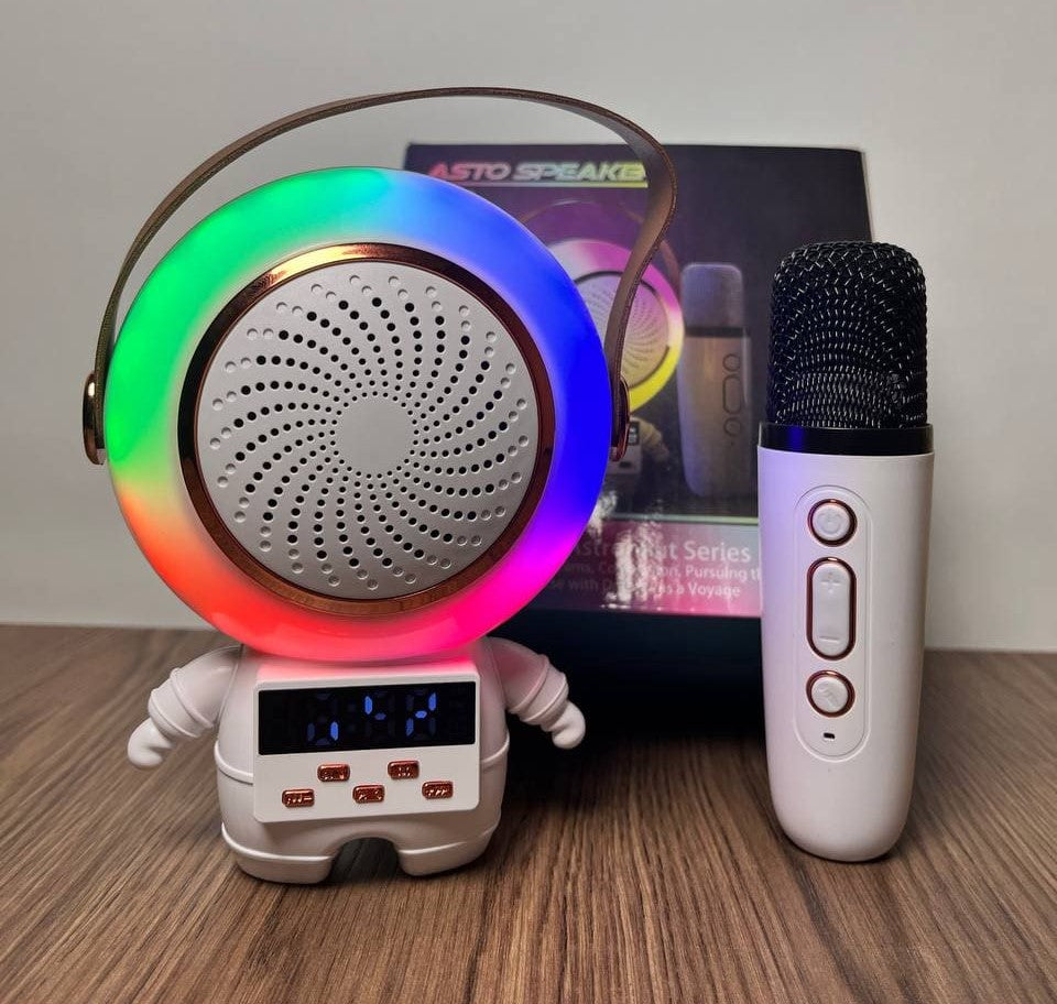 Astro Parlante Bluetooth Con Luces Rgb, Reloj Y Micrófono