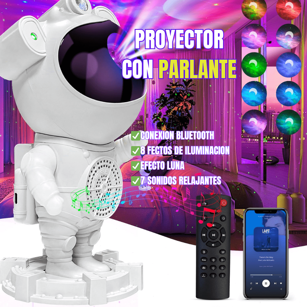 Proyector LED Astronauta 2 en 1 Parlante Bluetooth con Control